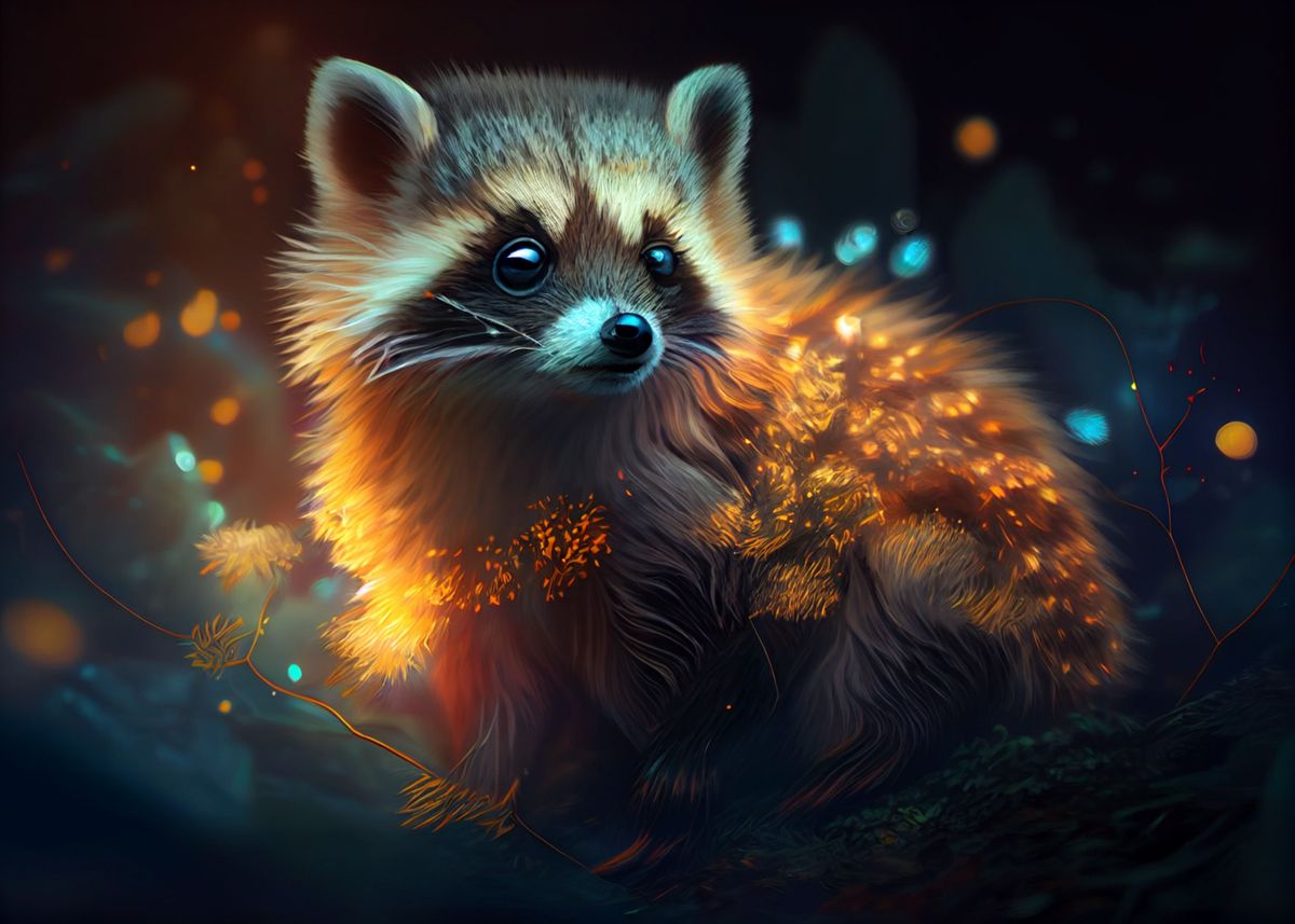 Colorful Raccoon 'Colorful raccoon' Poster by Below Horizon | Displate