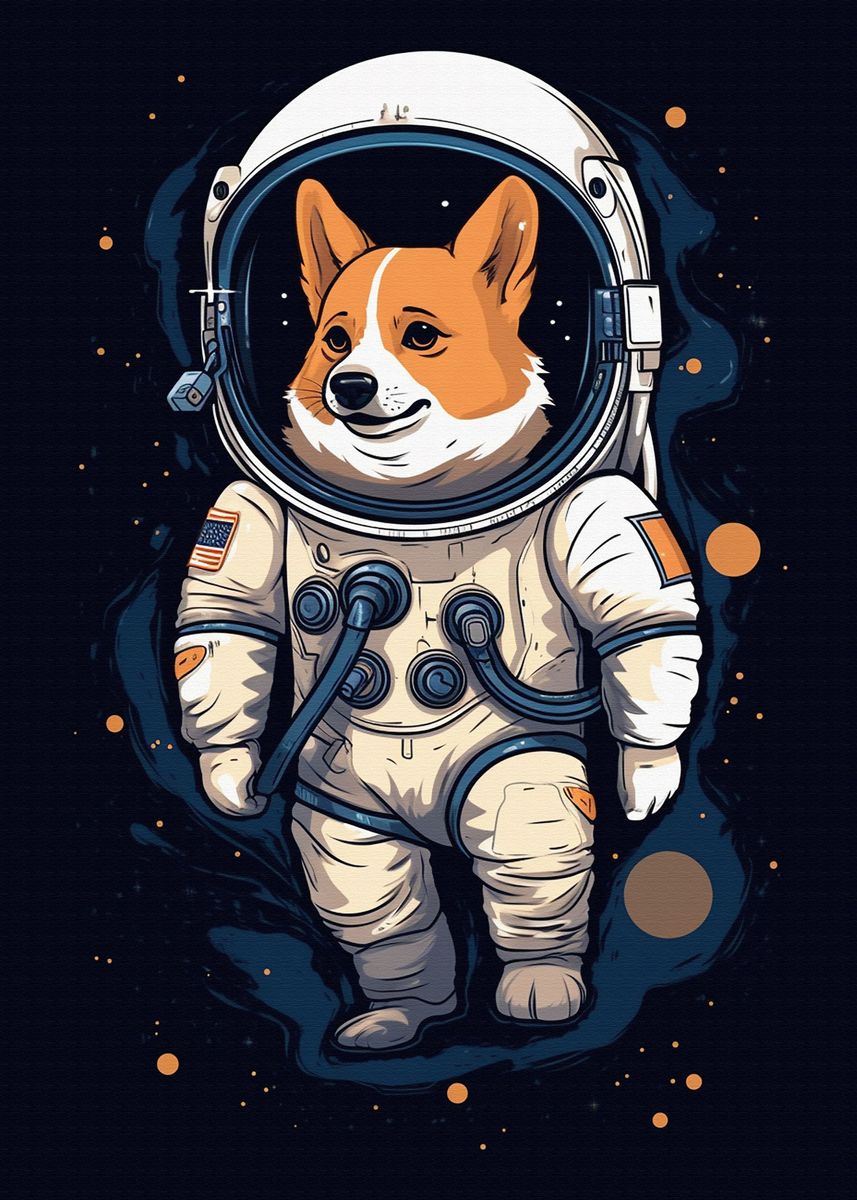 Cute Corgi Gaming' Poster, picture, metal print, paint by Michael I. Organ