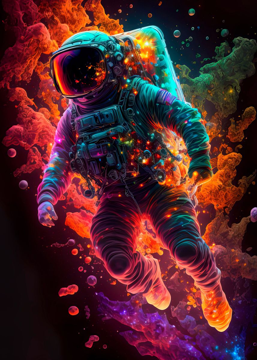 'Astronaut in galaxy helmet' Poster by HildaWarren Studio | Displate