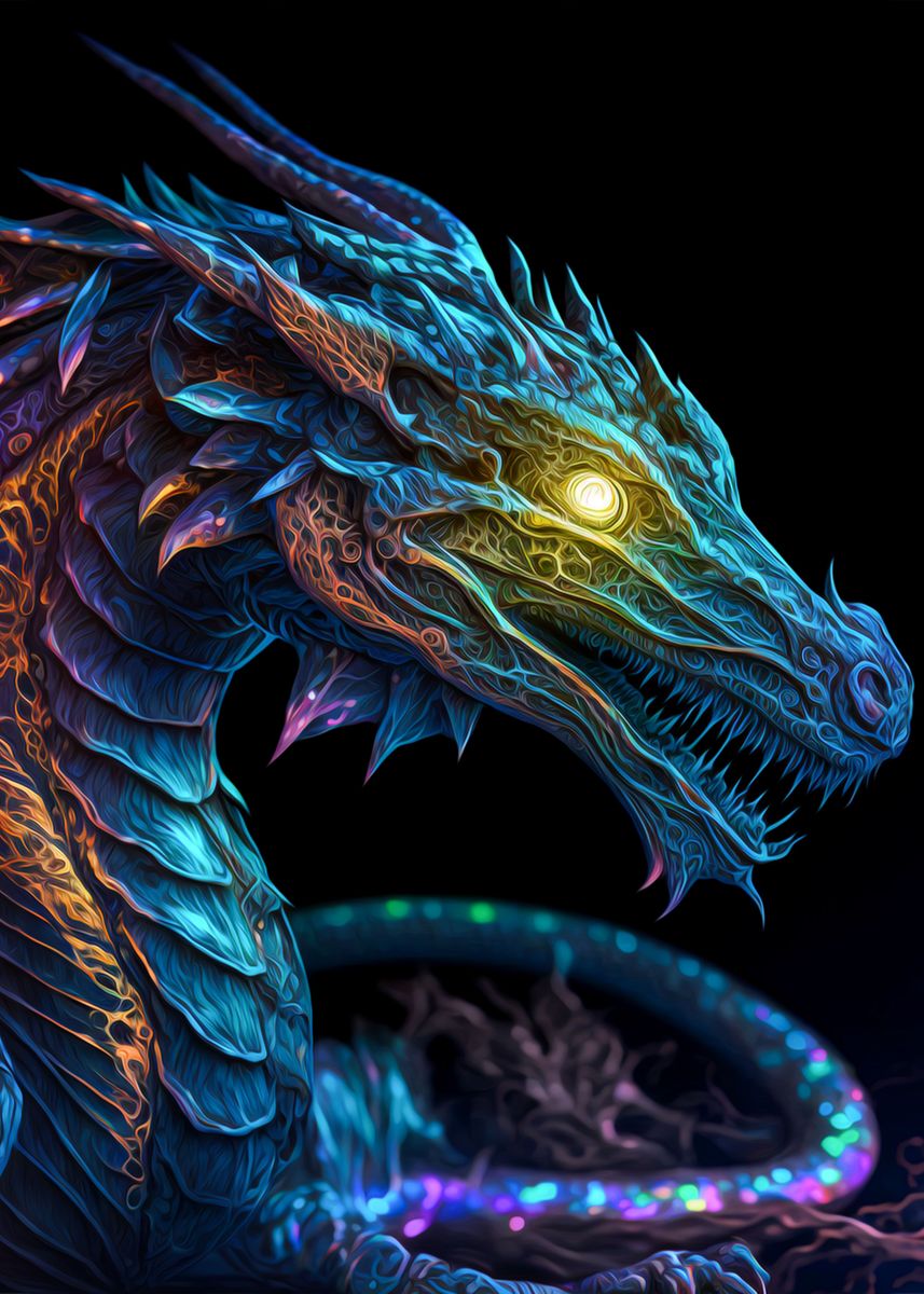 'Dragon' Poster, picture, metal print, paint by bds land | Displate