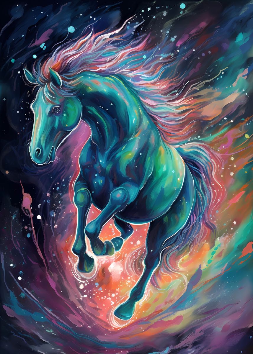 'Horse Unrealistic Magical' Poster, picture, metal print, paint by ...