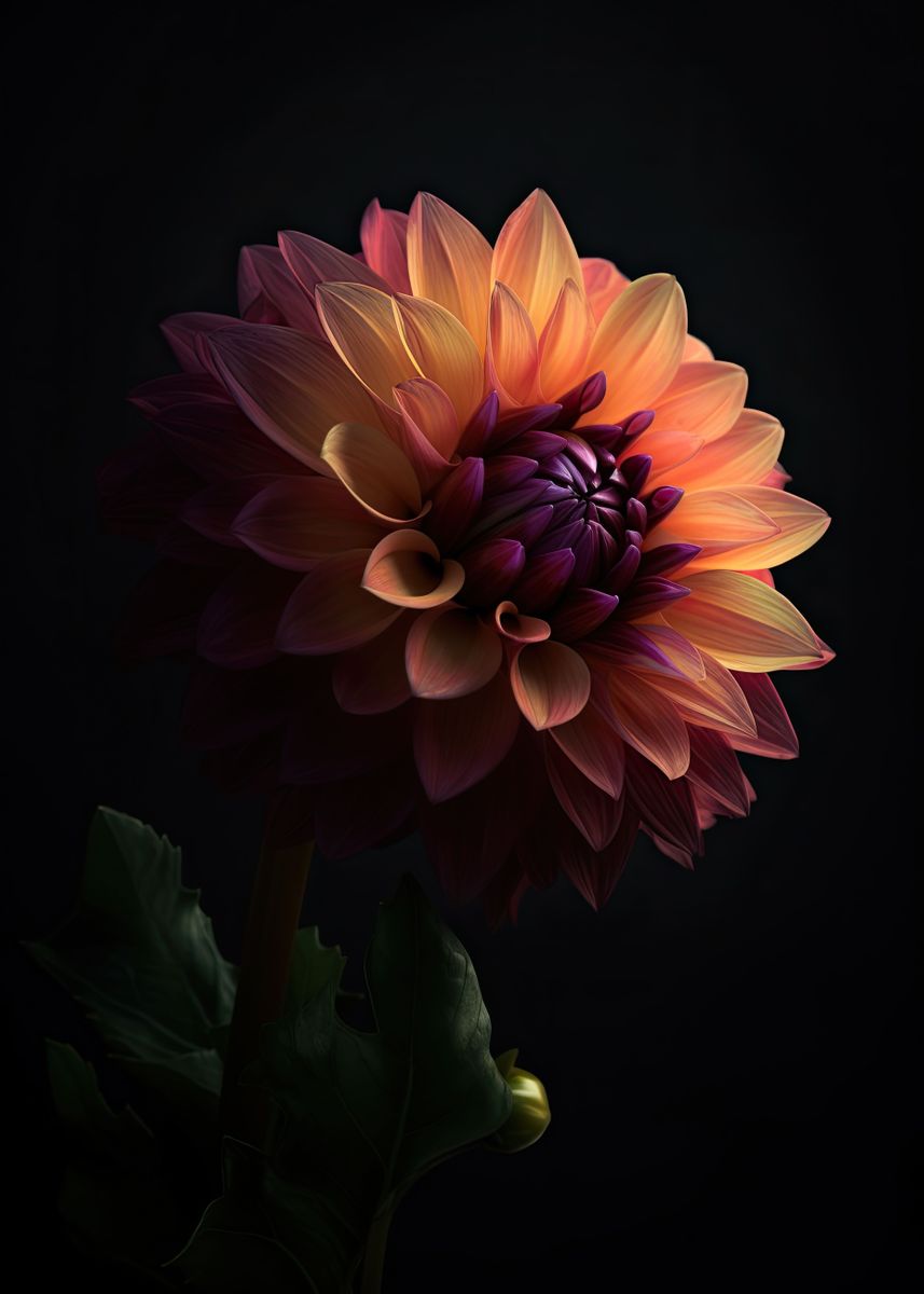 'Blooming Dahlia Flower' Poster, picture, metal print, paint by Morphic