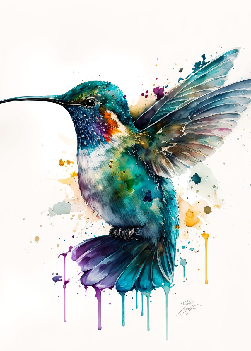 Tie Dye Bright Hummingbird Humming Bird Sticker