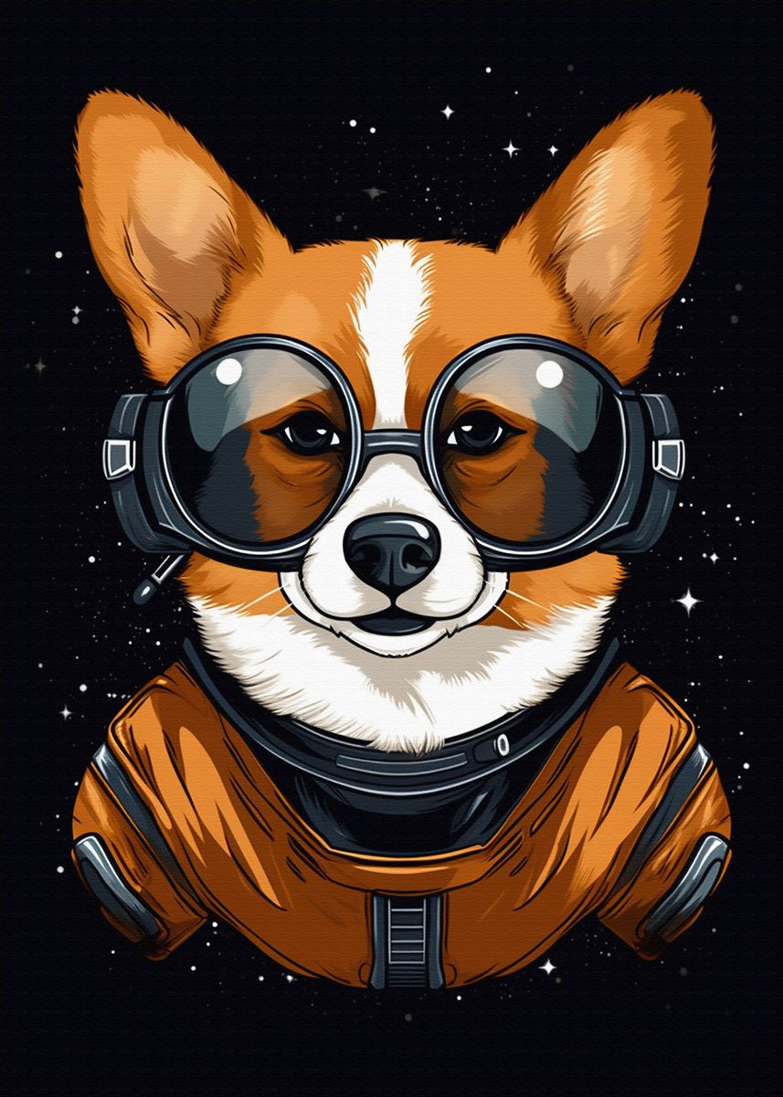 Cute Corgi Gaming' Poster, picture, metal print, paint by Michael I. Organ