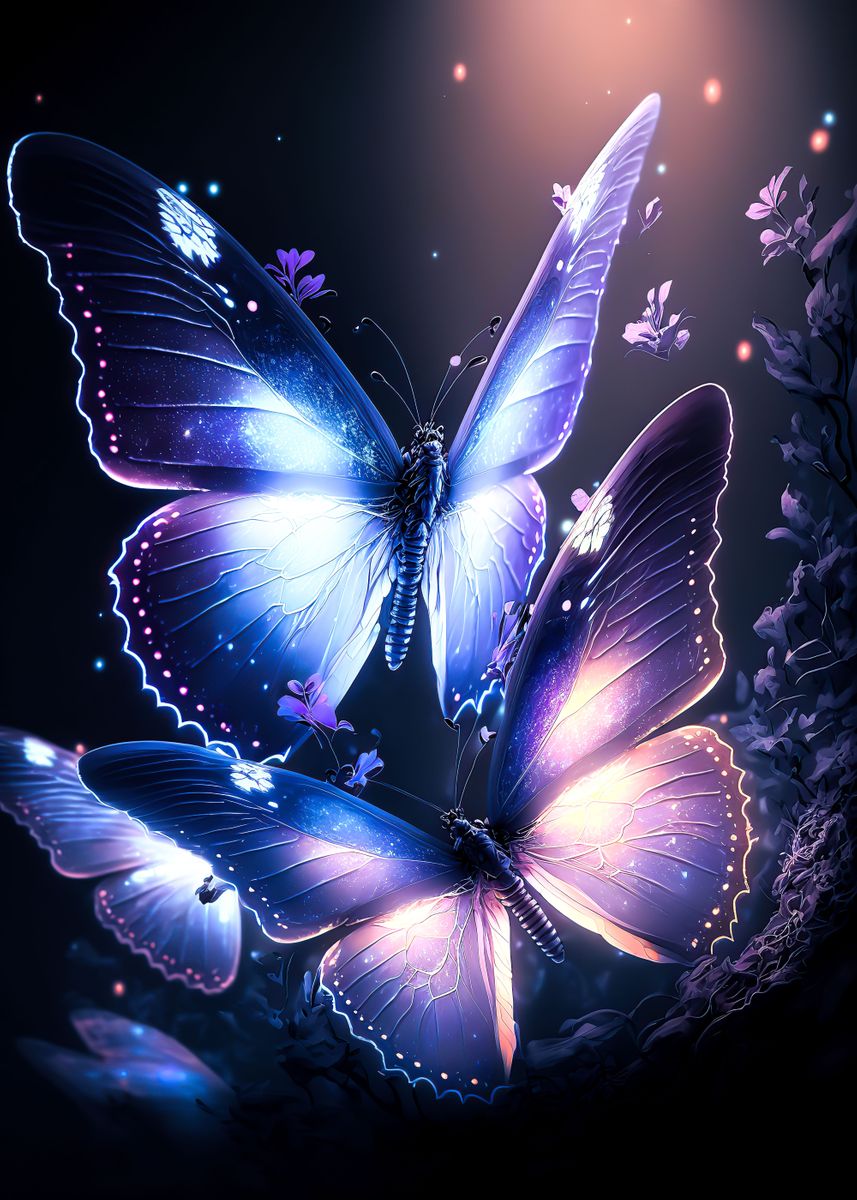 'Butterfly neon' Poster, picture, metal print, paint by Ana Calvert ...