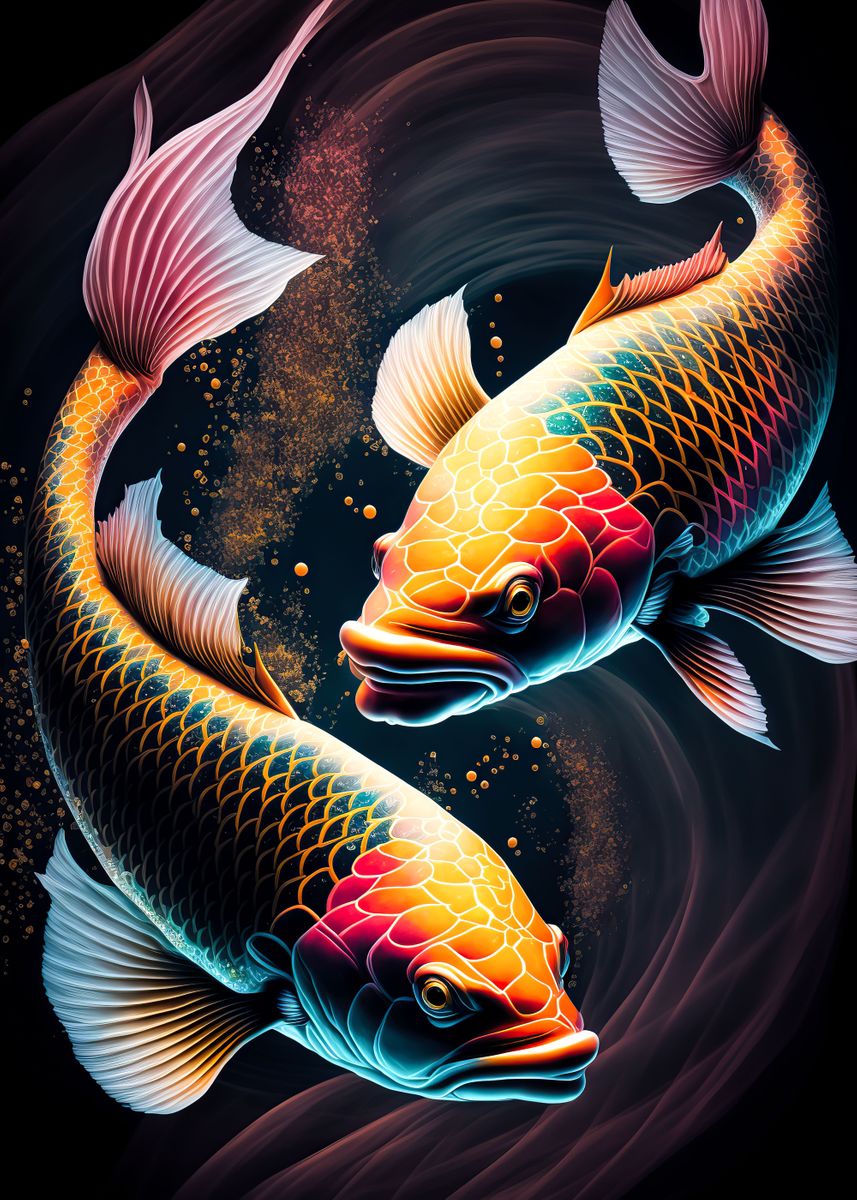 Koi Fish' Poster, picture, metal print, paint by NATU GROUP, Displate