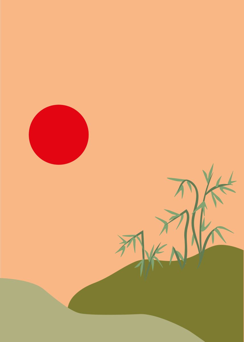 'Modern Landscape With Sun' Poster, picture, metal print, paint by Yess ...