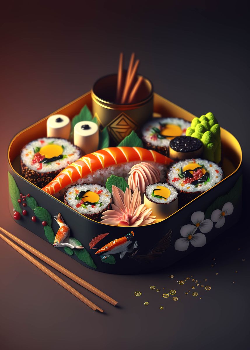 Kawaii Japanese Bento Box Sushi | Poster