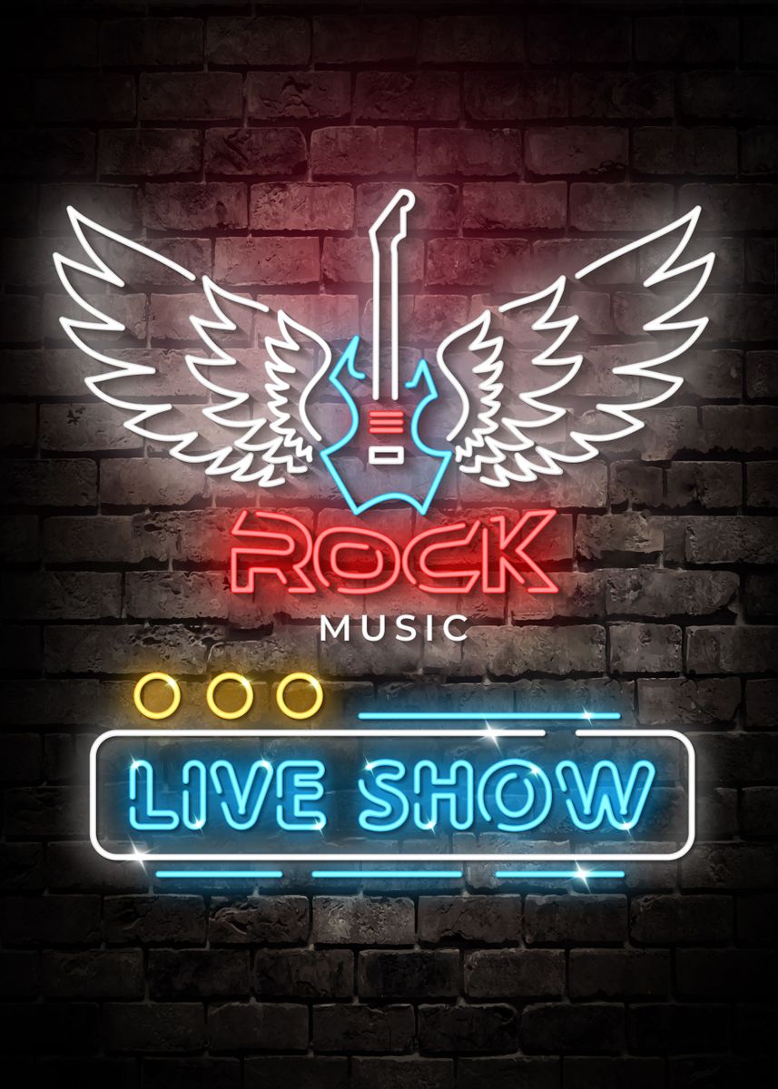 'Rock Music Live Show Neon' Poster by 5Fine Displate