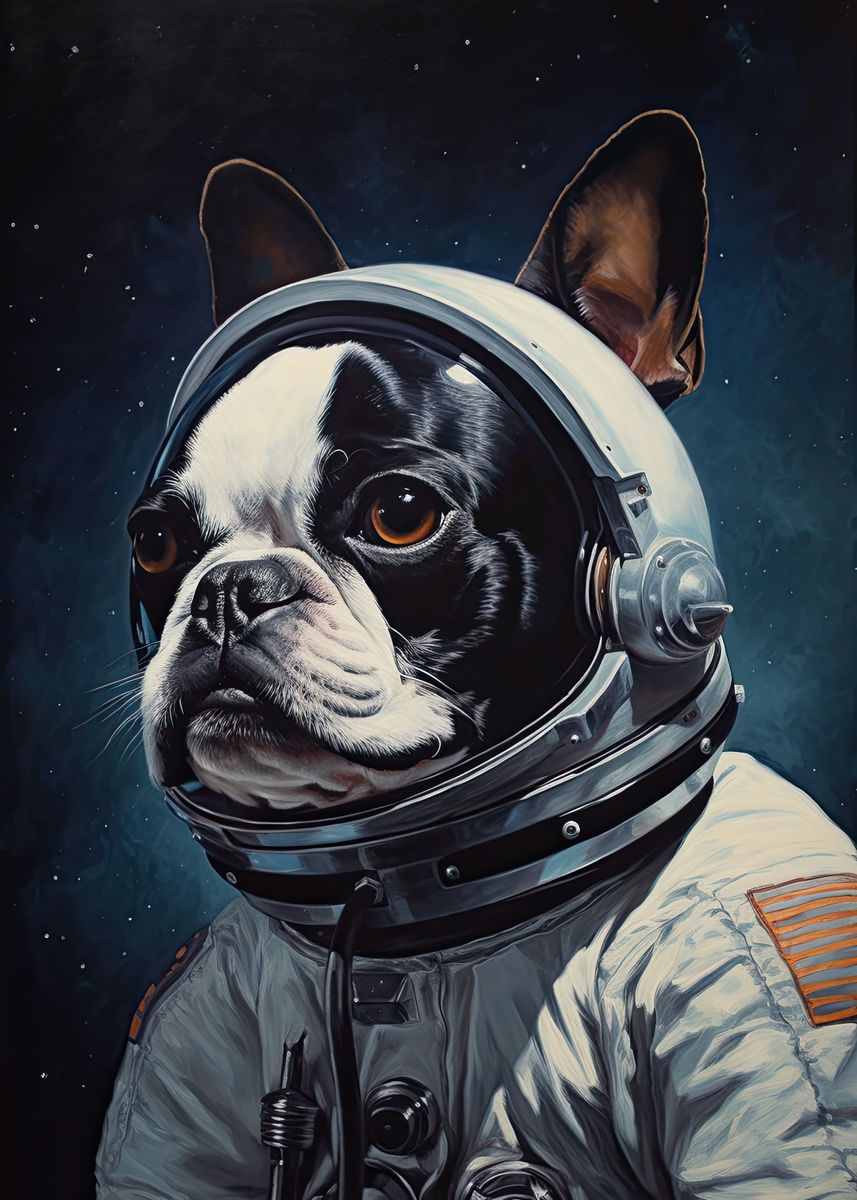 'Boston Terrier Astronaut' Poster, picture, metal print, paint by ...