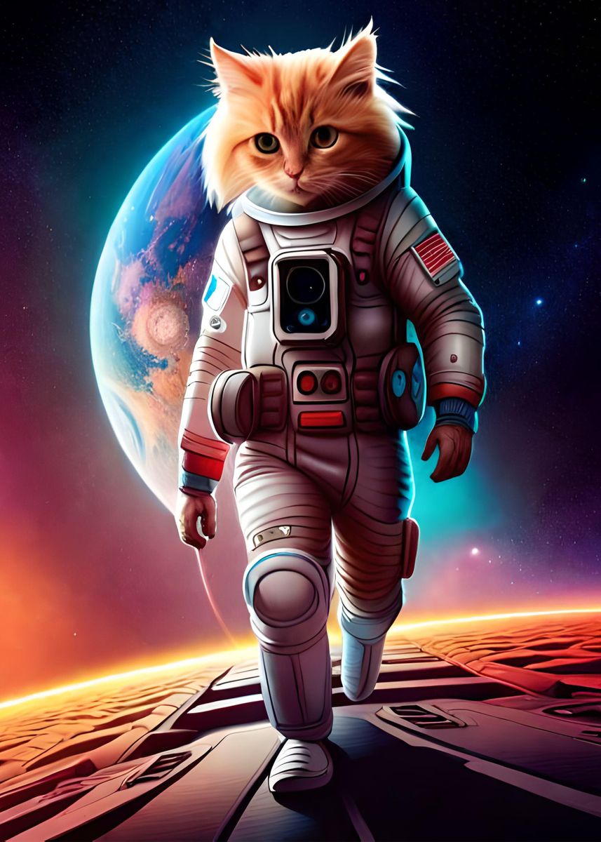 'Space Cat' Poster, picture, metal print, paint by Executive Clubs