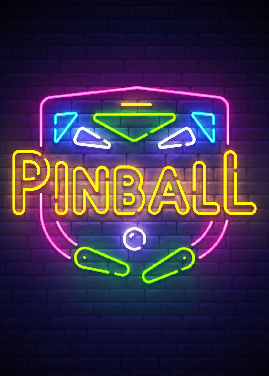 'Pinball Decor Neon Gaming' Poster by Bailey DHeath Displate