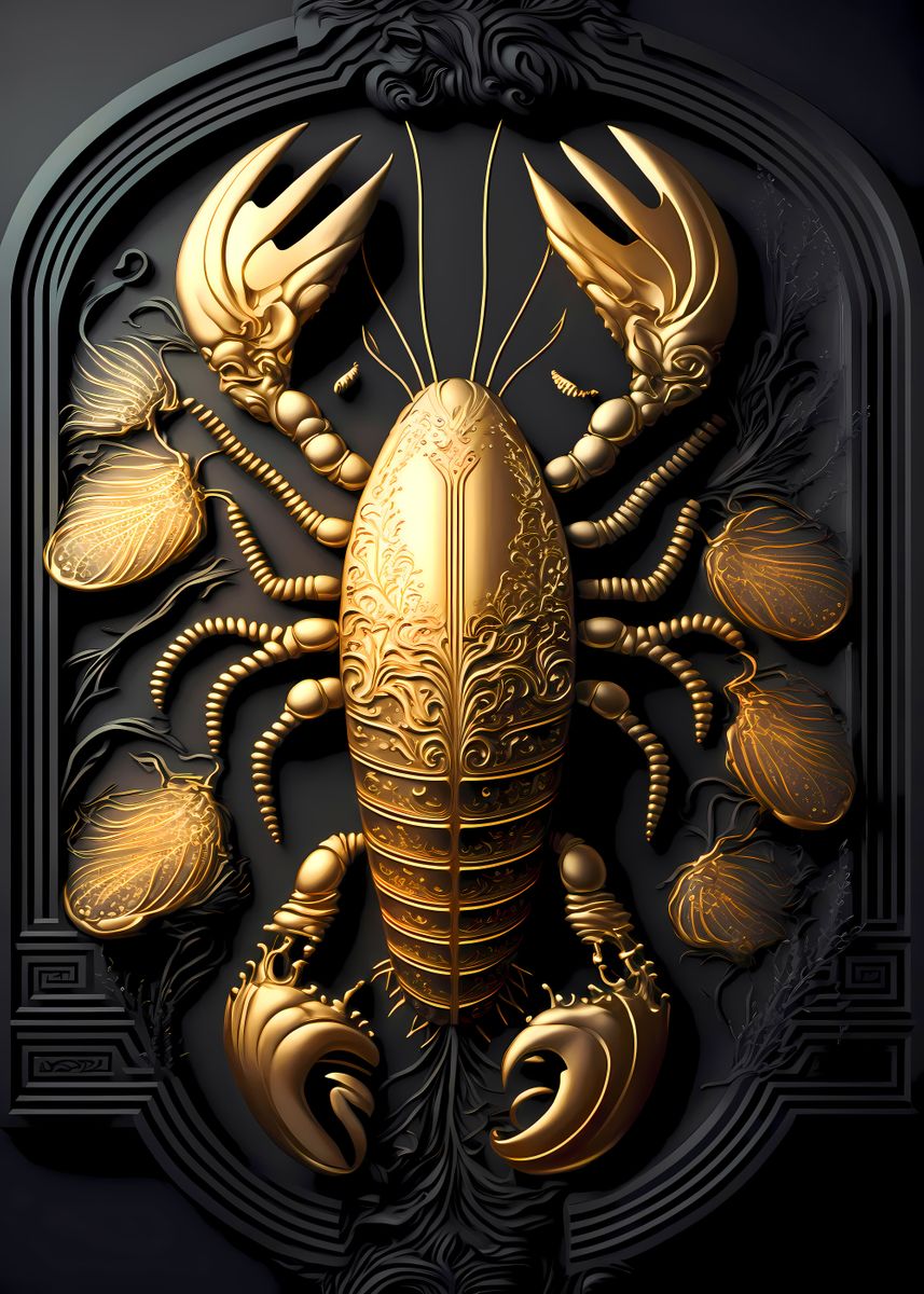 'King Golden Lobster' Poster, picture, metal print, paint by Luong Phat ...