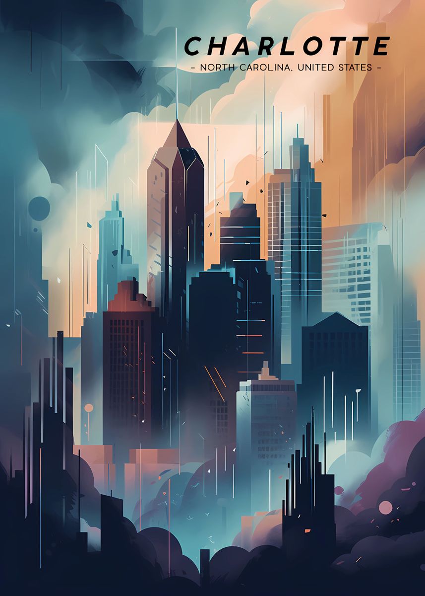 'Charlotte City view' Poster, picture, metal print, paint by Parker ...