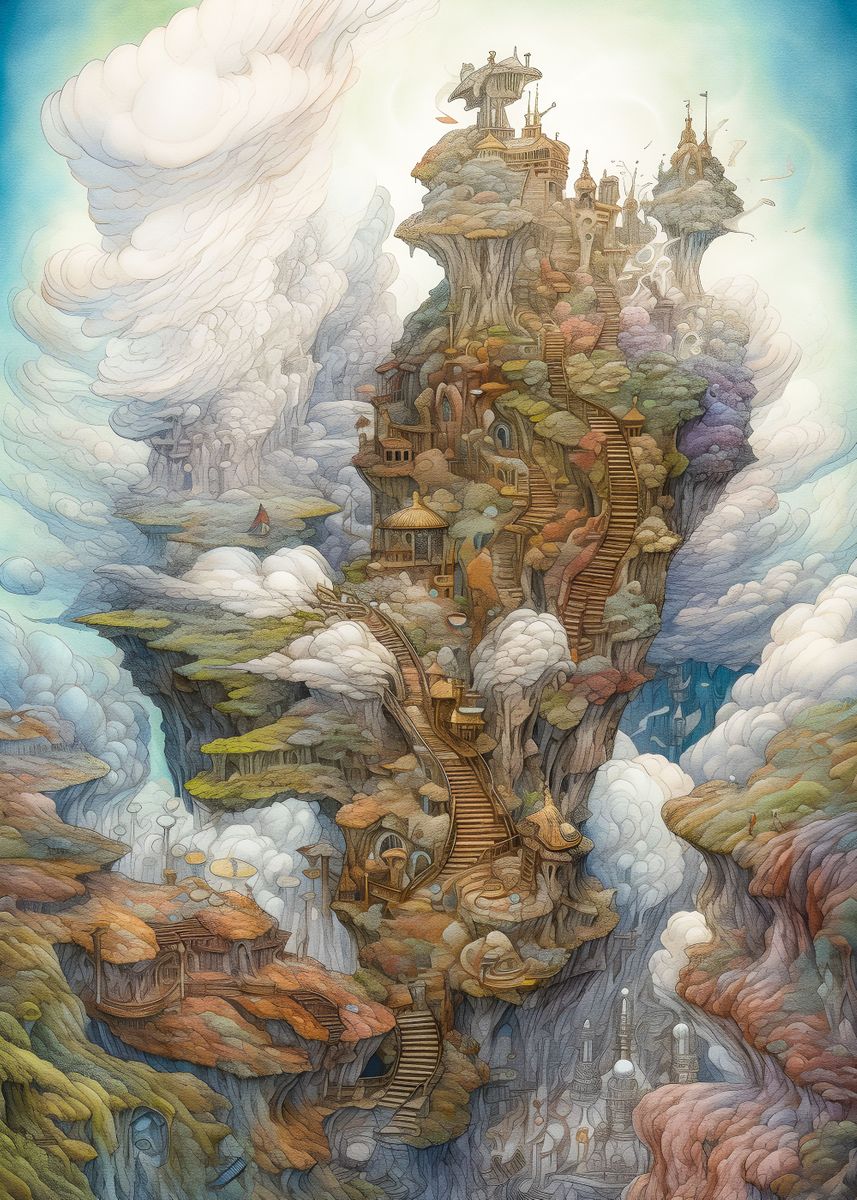 'castle above The Clouds' Poster by Muhammad Irsan | Displate