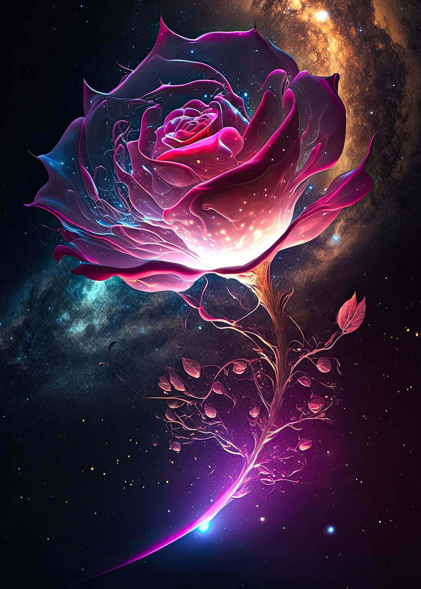 'Cosmic Rose' Poster, picture, metal print, paint by Astrodeum | Displate