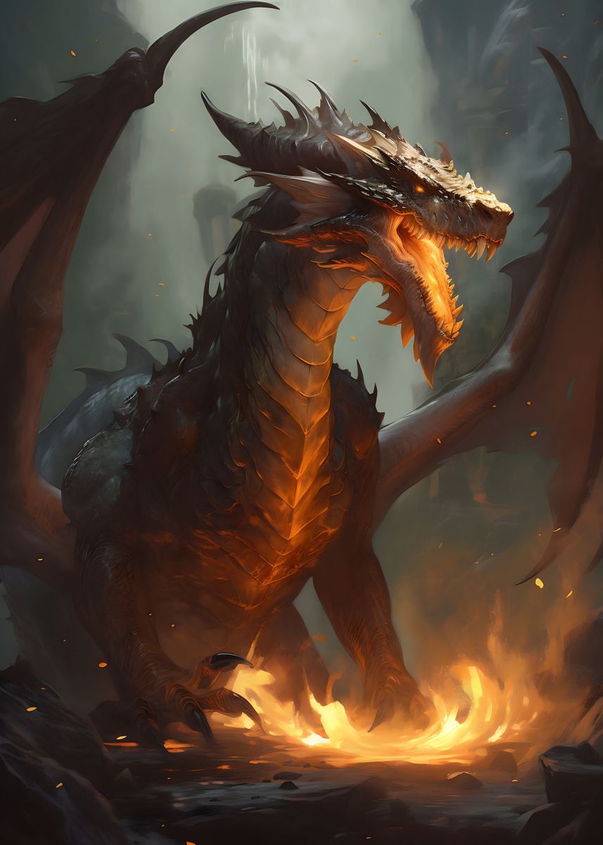 'fire Dragon' Poster, Picture, Metal Print, Paint By Fusiondesigns 