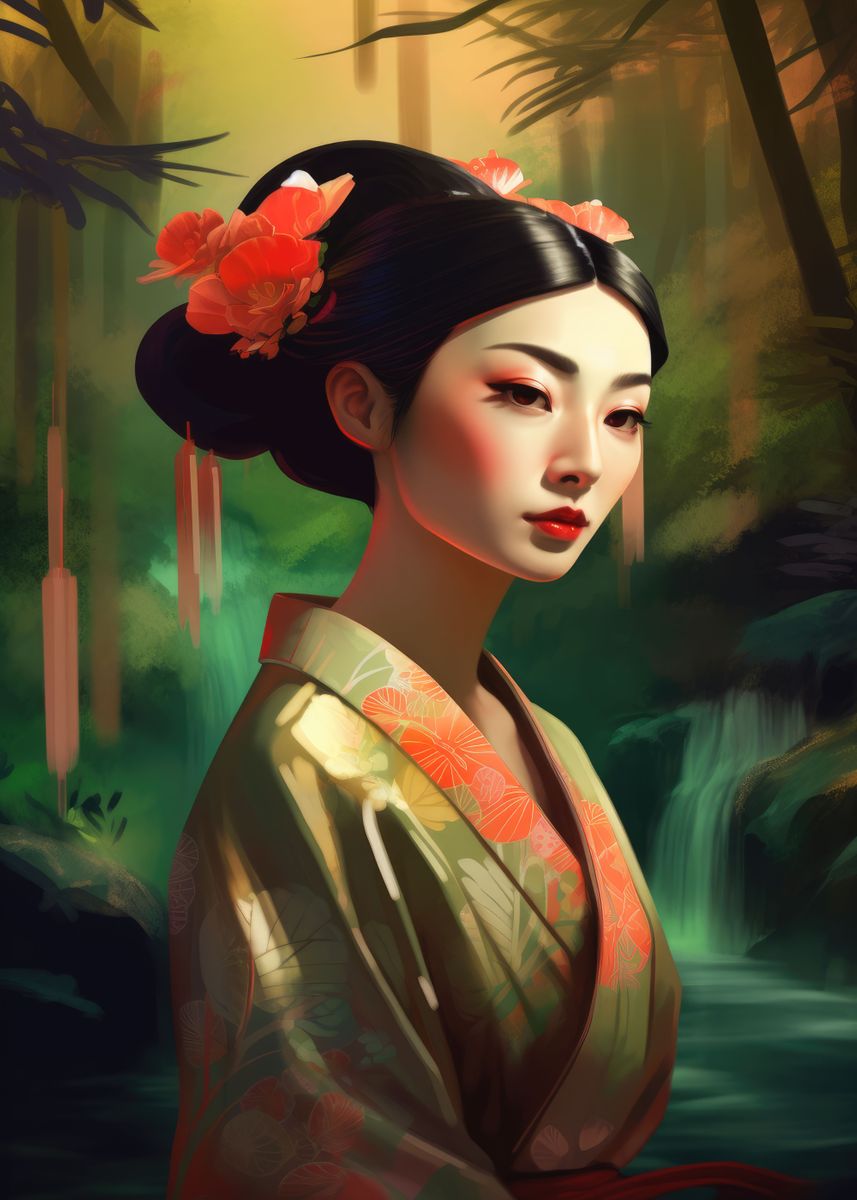 'The Geishas Charm' Poster, picture, metal print, paint by mcmtdesigns