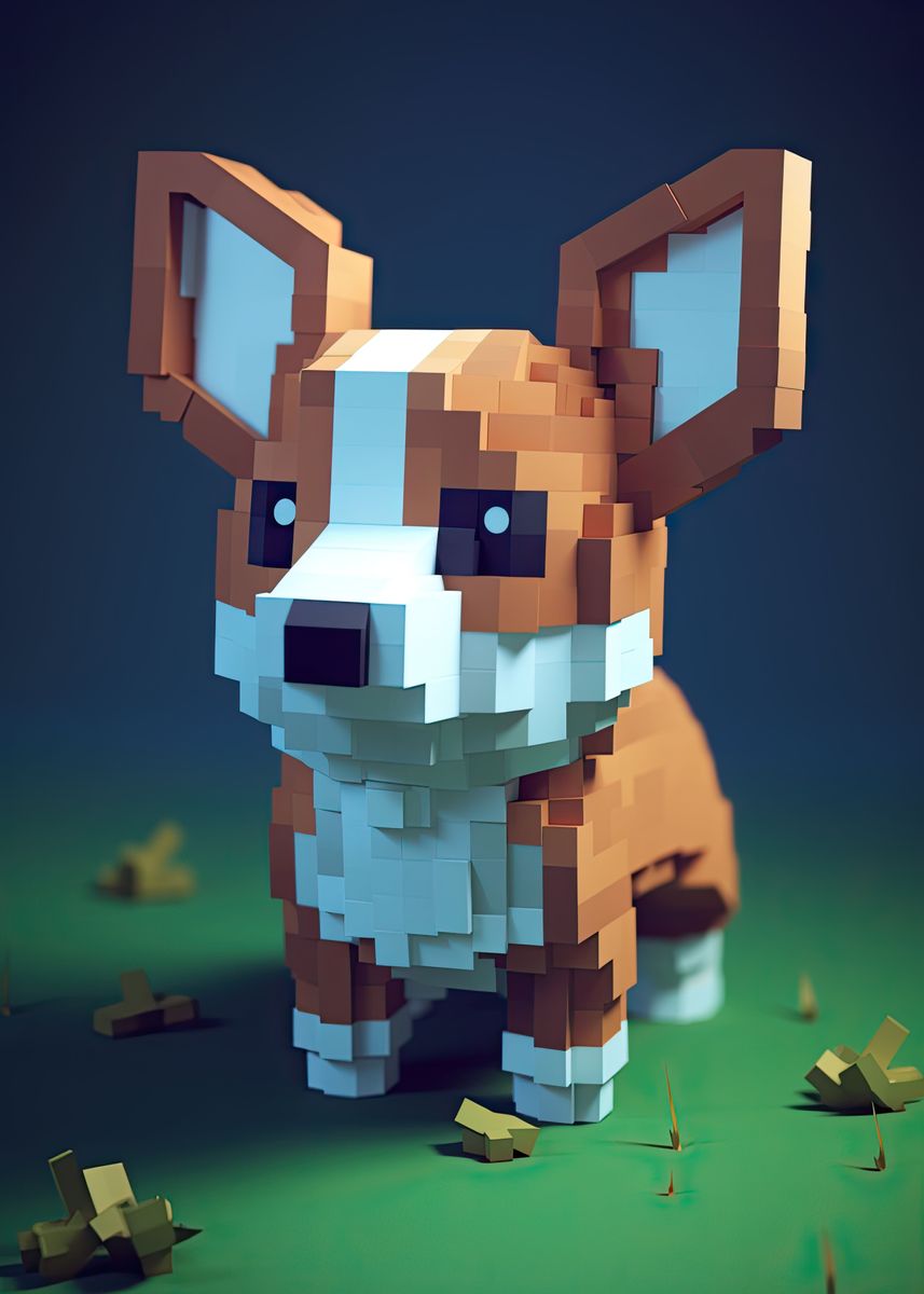 'Corgi 8bit Pixel ' Poster, picture, metal print, paint by PetPrints ...