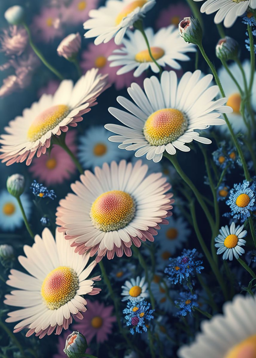 'Daisy Flowers' Poster By Elysia | Displate