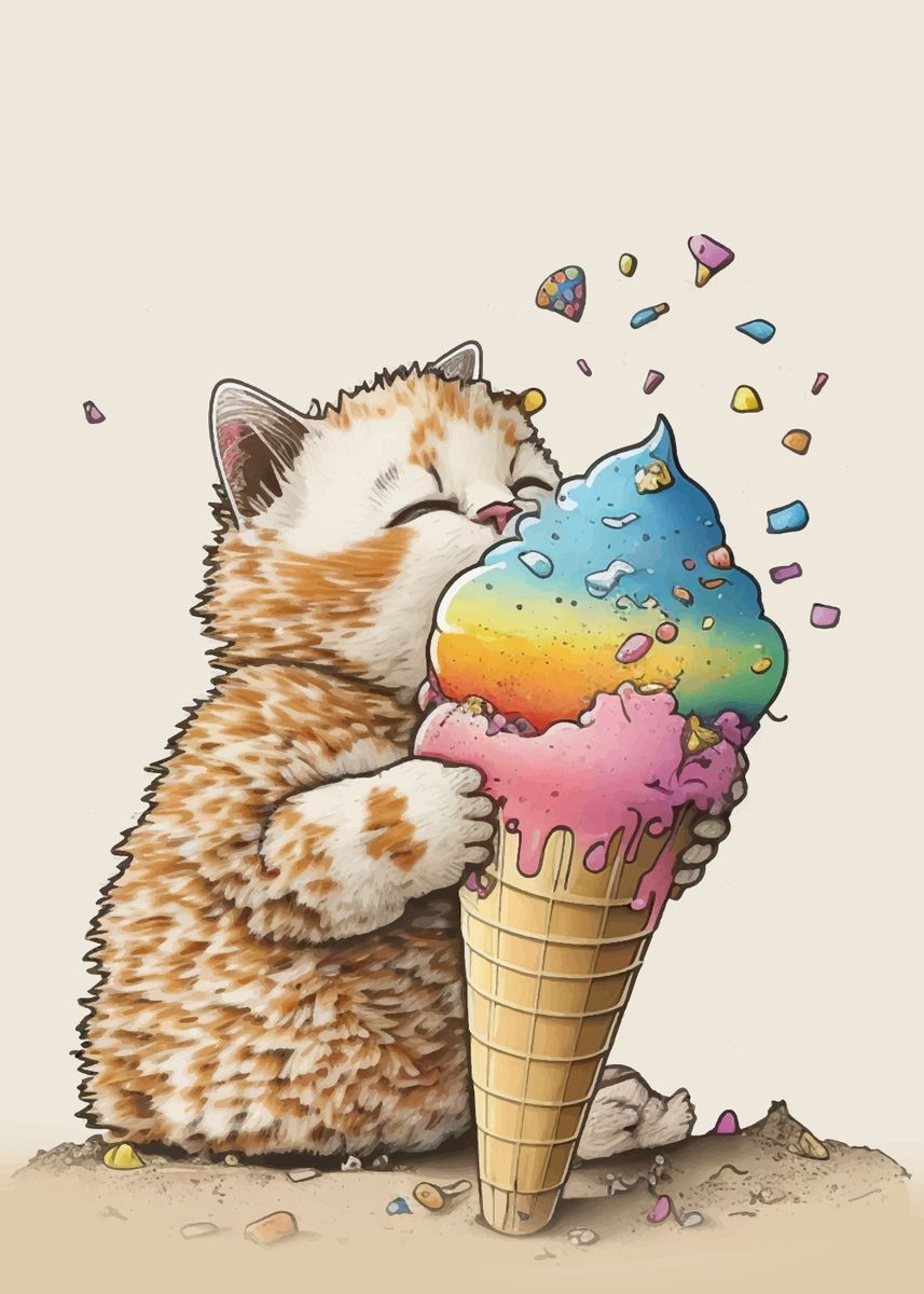 Cat eating ice outlet cream