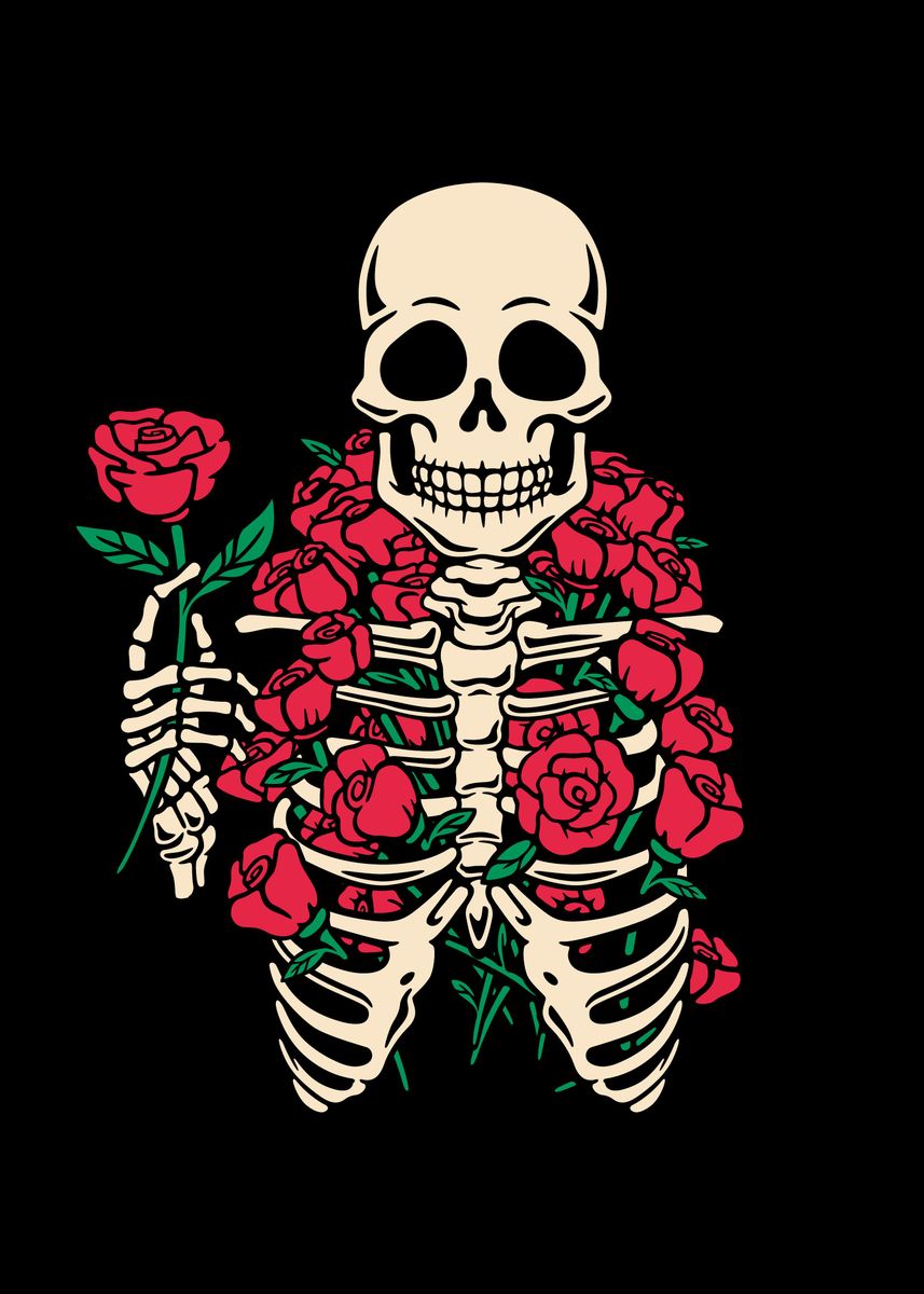 'romantic Rose Skeleton' Poster, Picture, Metal Print, Paint By Tobias 