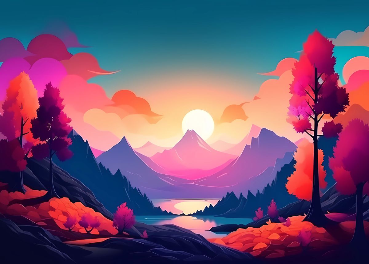 'Colorful minimalism' Poster by Jiri Hodecek Displate