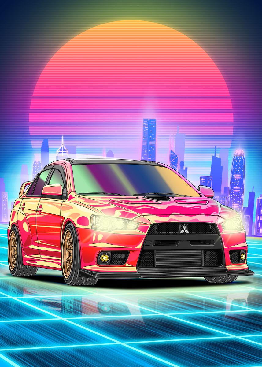 'Lancer Evo X Cyberpunk' Poster, picture, metal print, paint by Navin ...