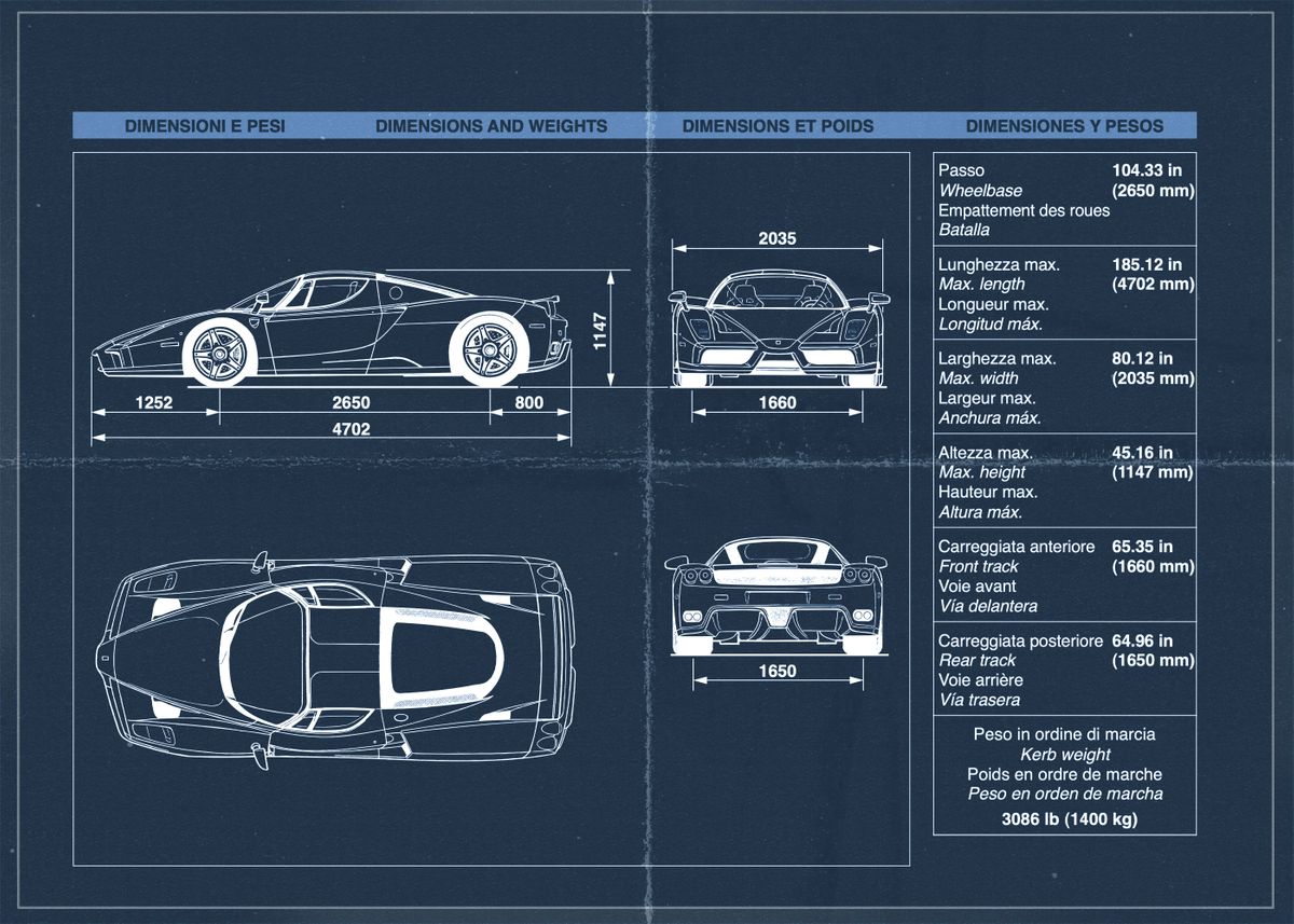 'Ferrari Enzo Dimensions ' Poster by Rollz Displate