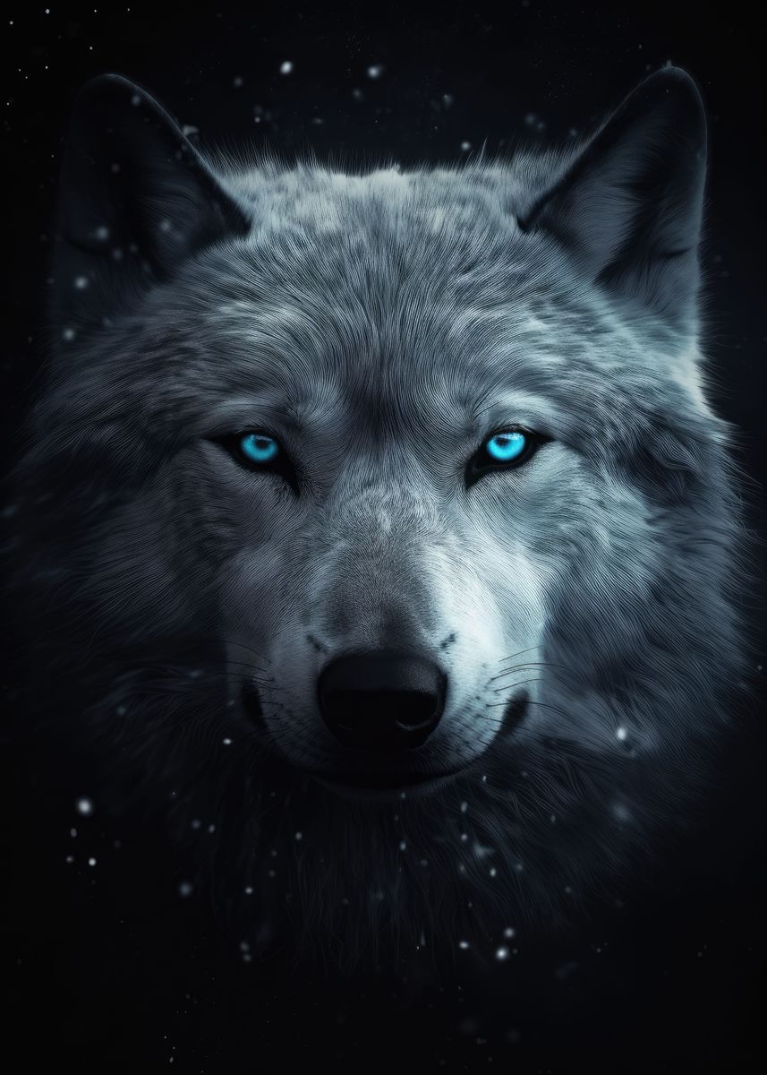 'Majestic Blue Eyed Wolf' Poster, picture, metal print, paint by ...
