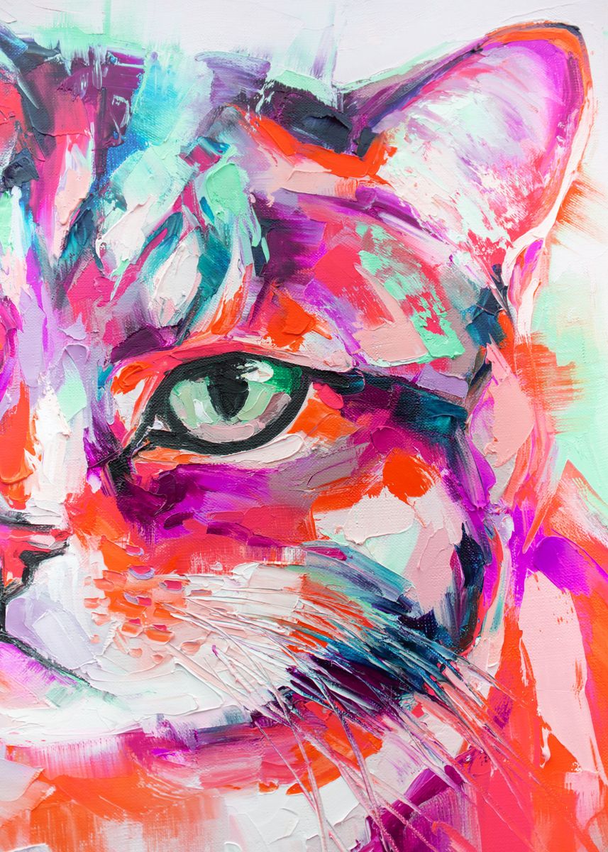 'Abstract Cat Cute ' Poster, picture, metal print, paint by Creative Ys