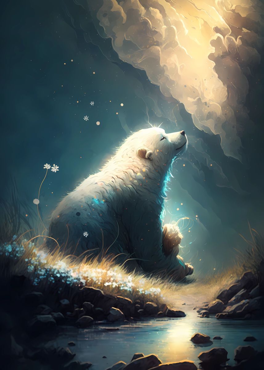 Cool Polar Bear' Poster, picture, metal print, paint by Meriah Schneider |  Displate
