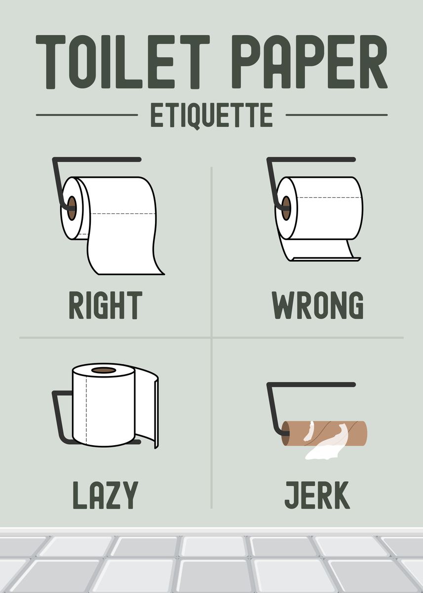 'Toilet Paper Etiquette' Poster, picture, metal print, paint by ...