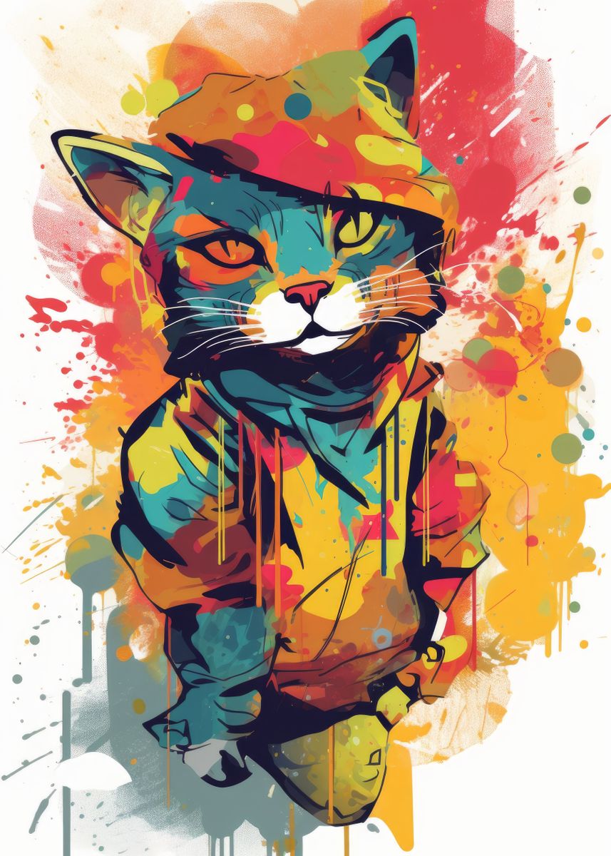 'Hip Hop Kitty' Poster by BnWDesigner Displate
