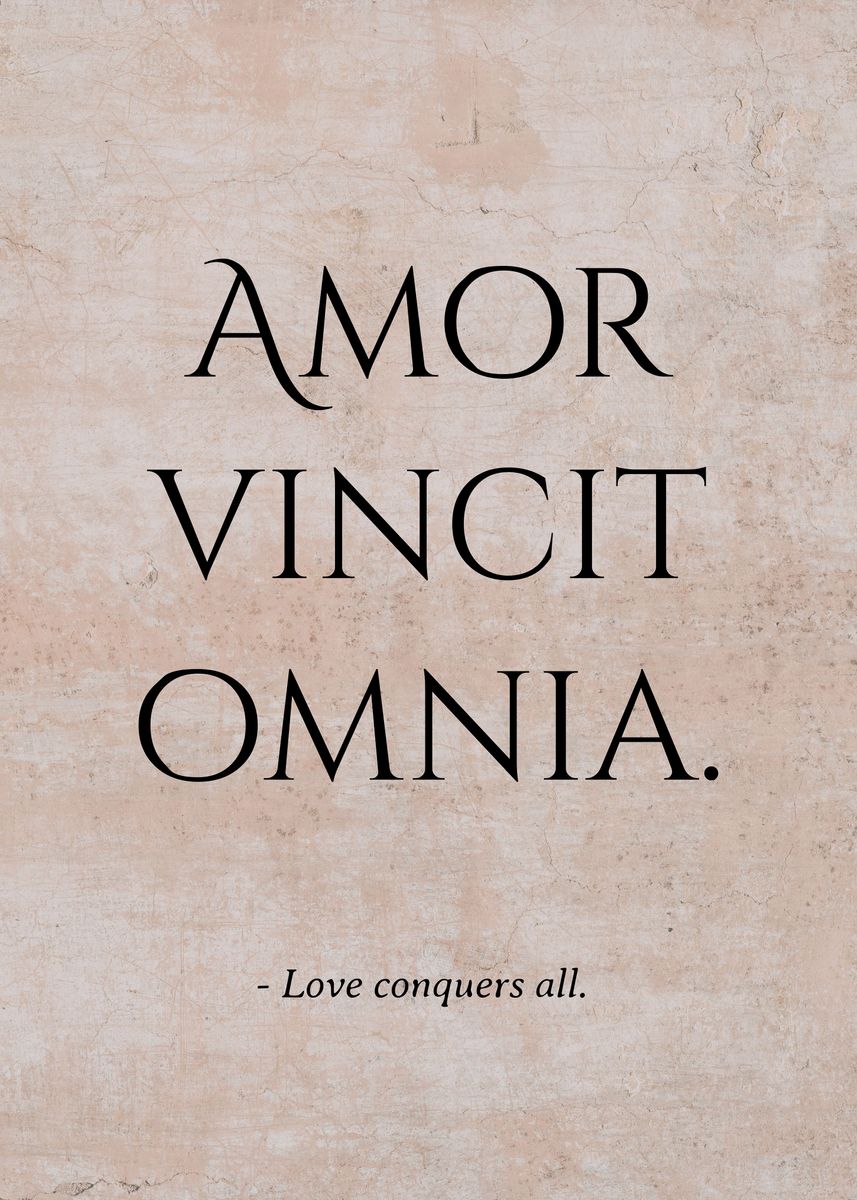 Latin Quote Love Conquers Poster By Jovana Displate 2452