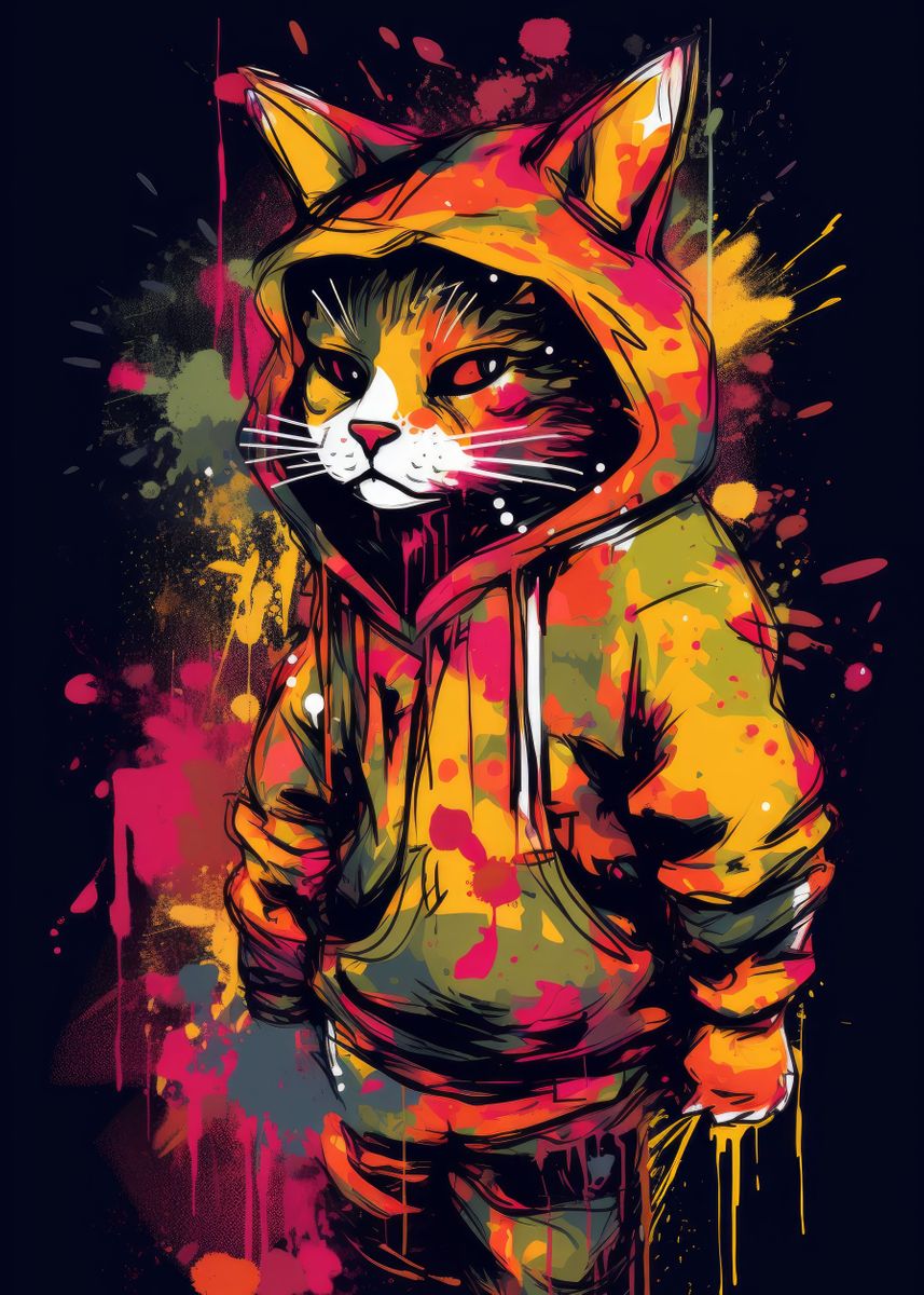'Hip Hop Kitty' Poster by BnWDesigner Displate