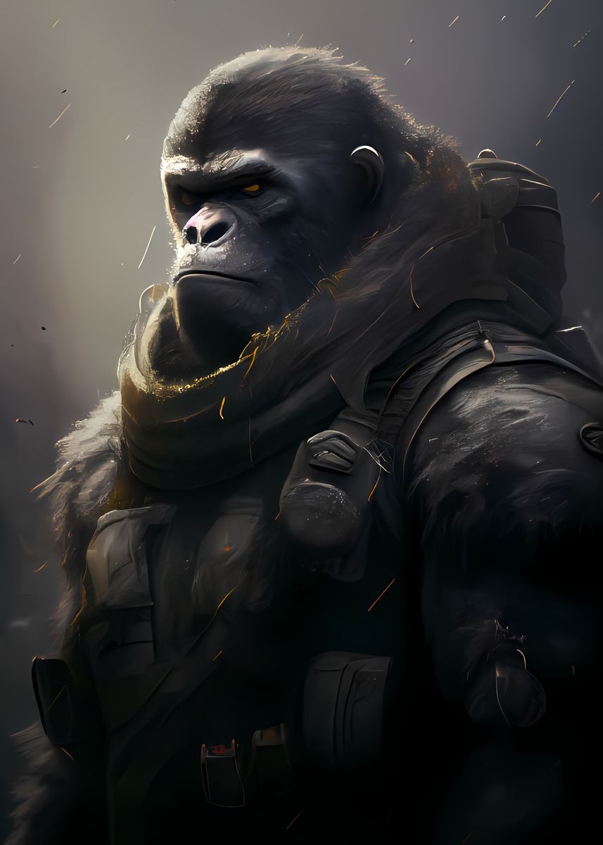 'Fantasy Gorilla Soldier ' Poster by Luna Studio Displate