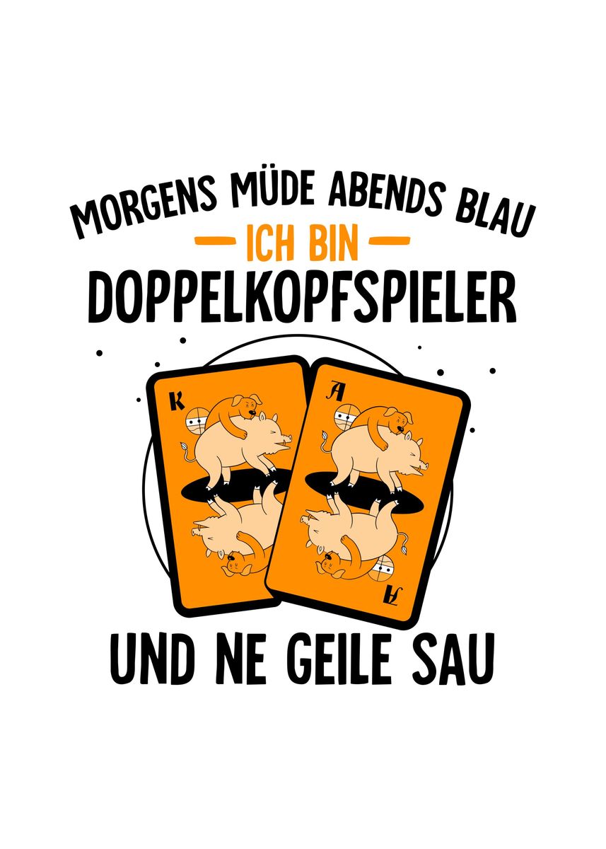 'Doppelkopf' Poster, picture, metal print, paint by Sebastian Wünsche
