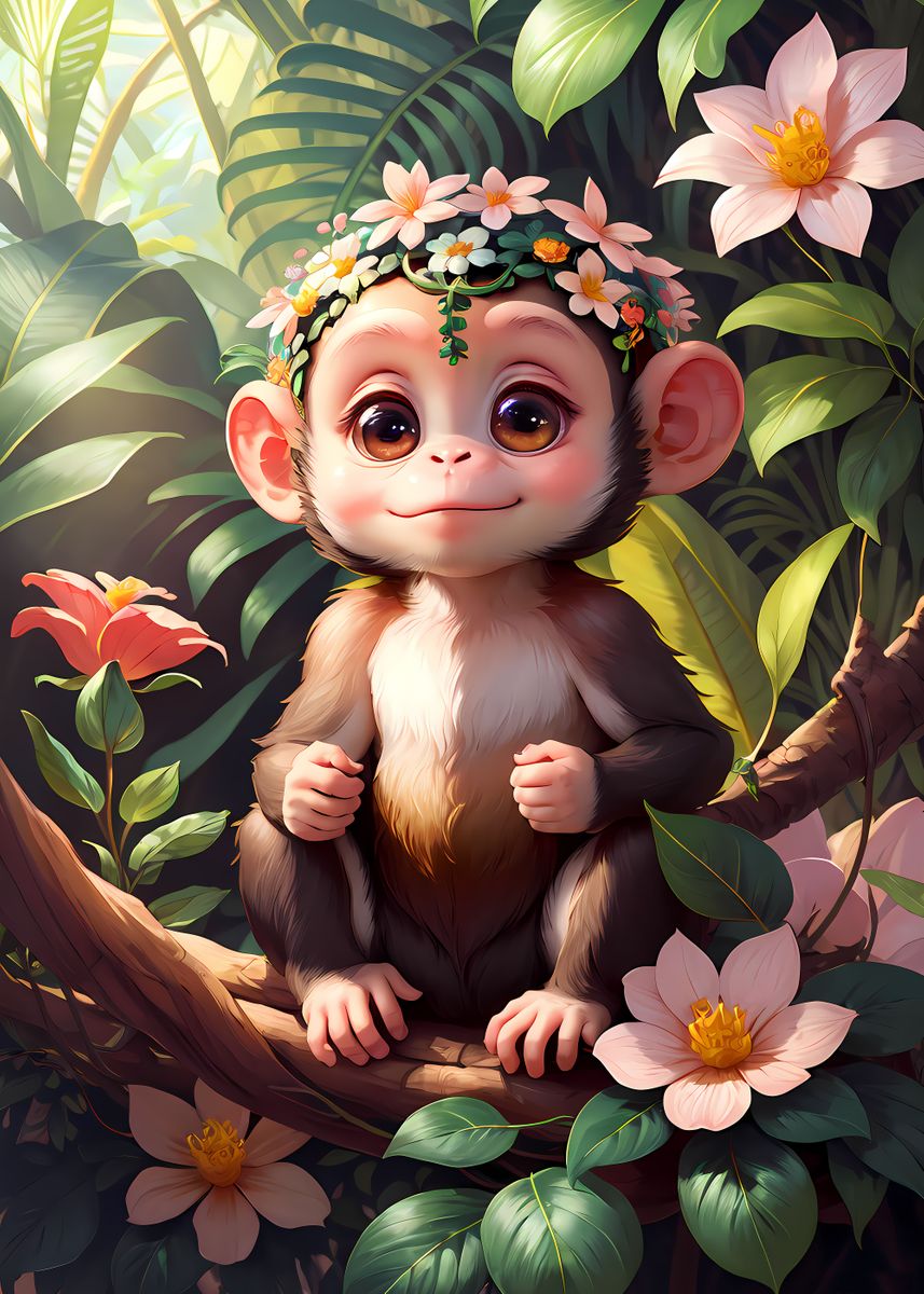 Baby Monkey, Posters, Art Prints, Wall Murals