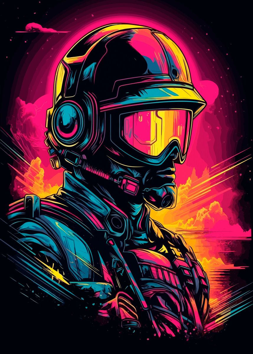 'soldier synthwave' Poster by EDSON RAMOS | Displate