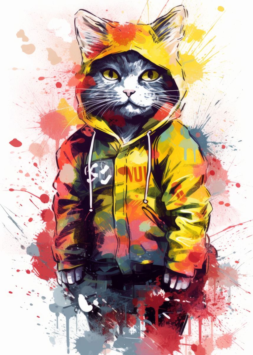 'Hip Hop Kitty' Poster by BnWDesigner Displate