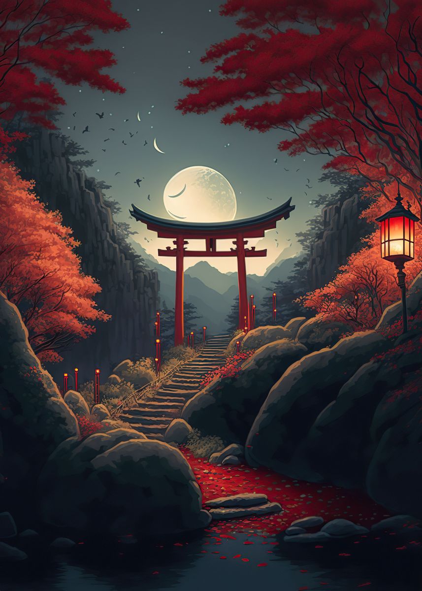 'Japanese Shrine ' Poster by Philippa Quintero | Displate