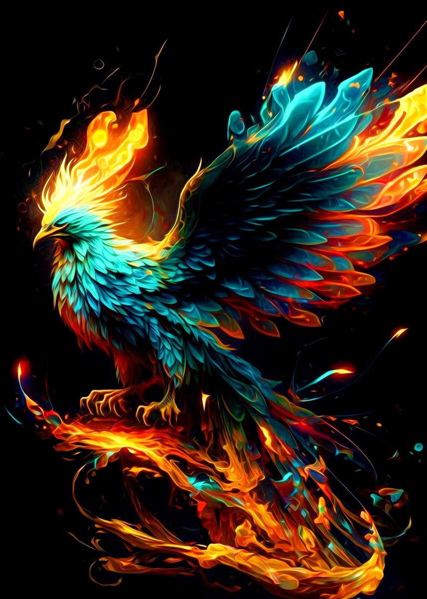 'Phoenix' Poster, picture, metal print, paint by Sunny Artist | Displate