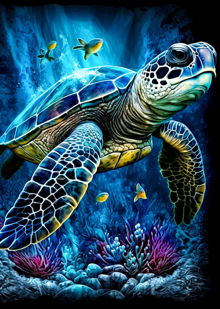 'Ocean Turtle' Poster by Eleon Mailer | Displate