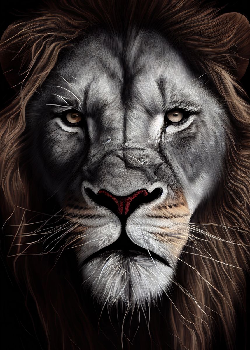 'angry Lion Face Animal ' Poster By Whimsical Animals 