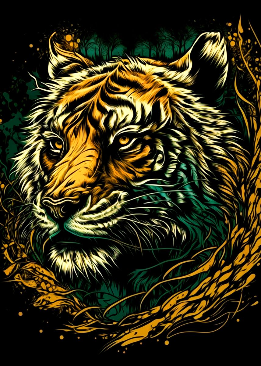 'Tiger' Poster, picture, metal print, paint by tona Billi | Displate