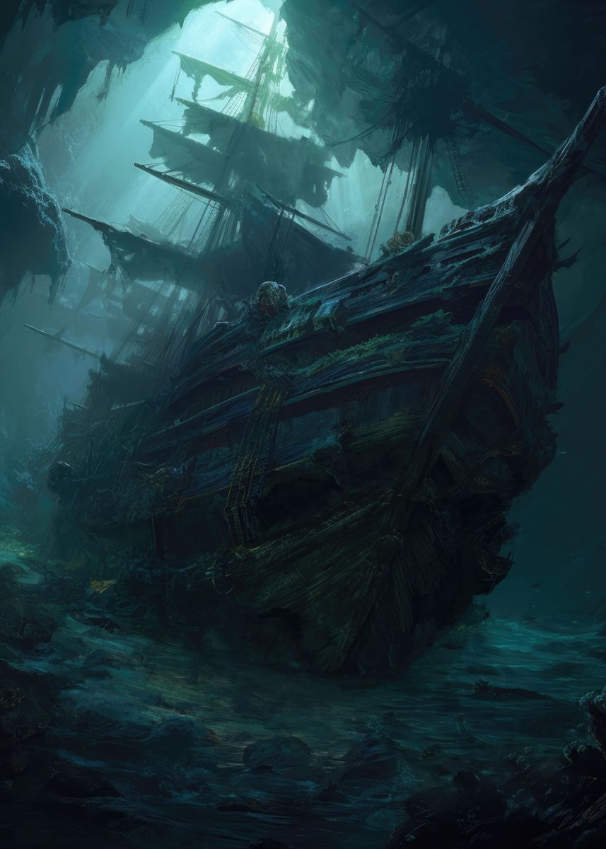 sunken pirate ship painting