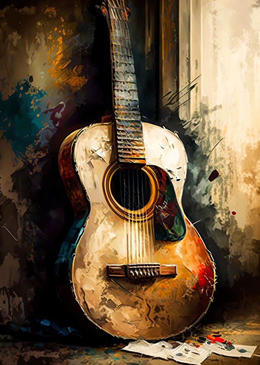 'The Guitar' Poster, picture, metal print, paint by Zaydan Mcintosh ...