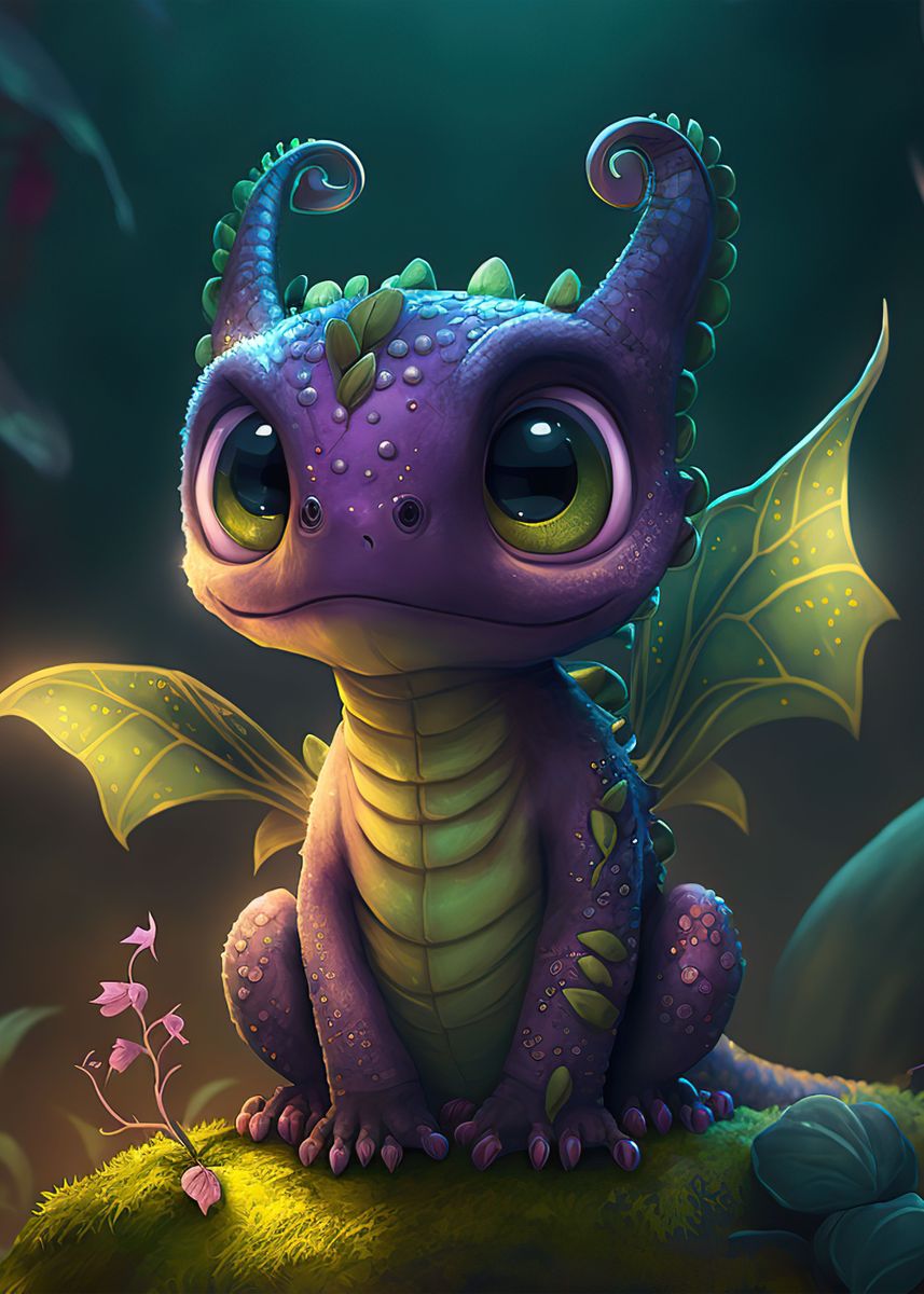 'Baby Dragon' Poster, picture, metal print, paint by Sohail Rees | Displate