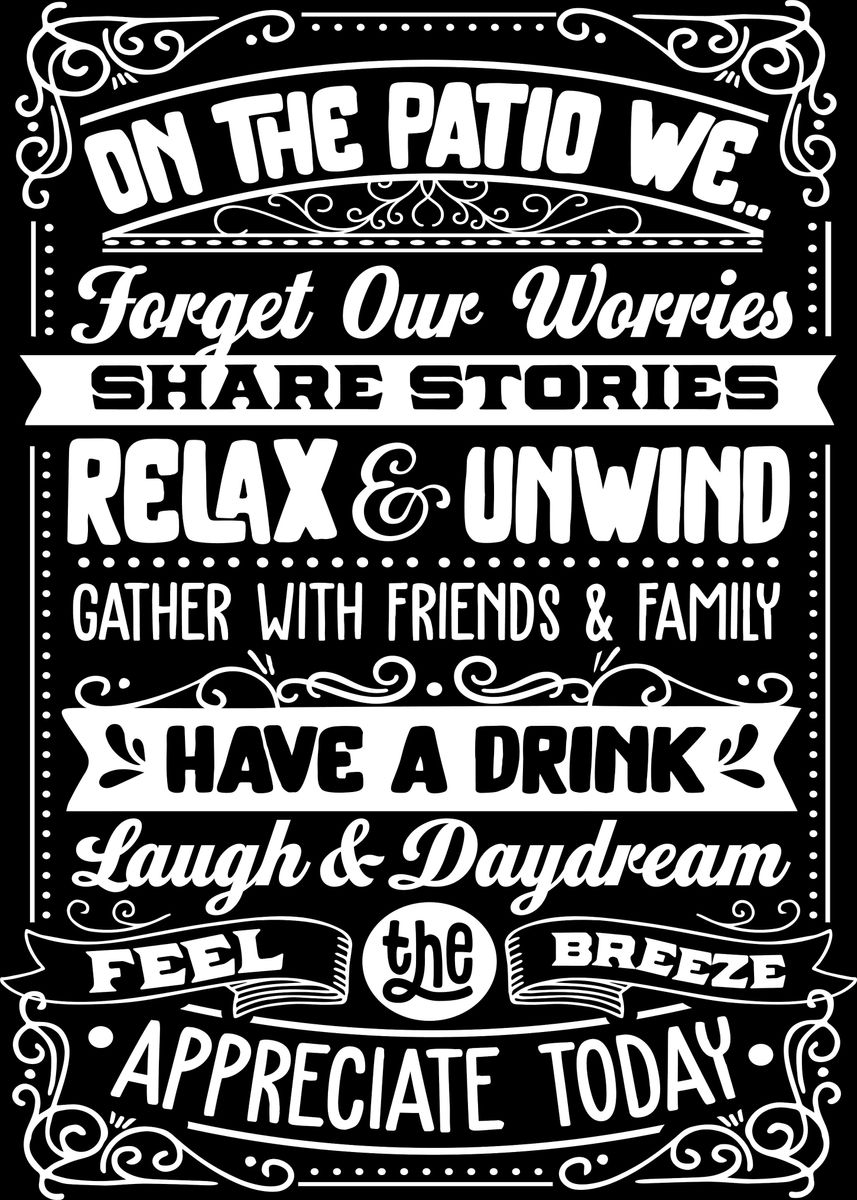 'On The Patio Rules Poster' Poster, picture, metal print, paint by Don